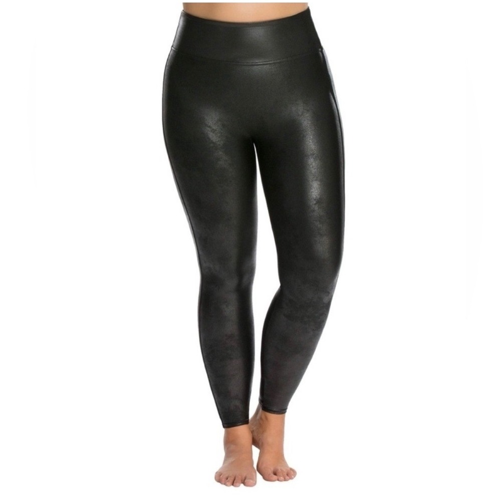 Spanx Faux Leather Leggings Black High Waist Shaping Plus Size 2X